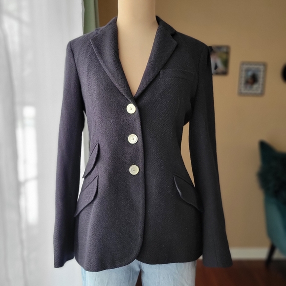 Lauren Ralph Lauren Jackets & Blazers - Ralph Lauren Navy Women's Blazer with White Buttons 100% Silk Size 4